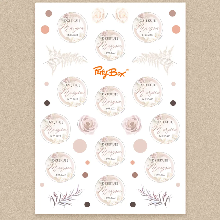 Personalizowane naklejki komunijne BOHO