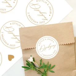 Personalizowane naklejki ślubne DZIĘKUJEMY