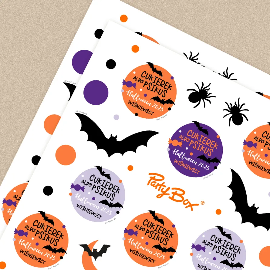 Personalizowane naklejki na halloween CUKIEREK ALBO PSIKUS