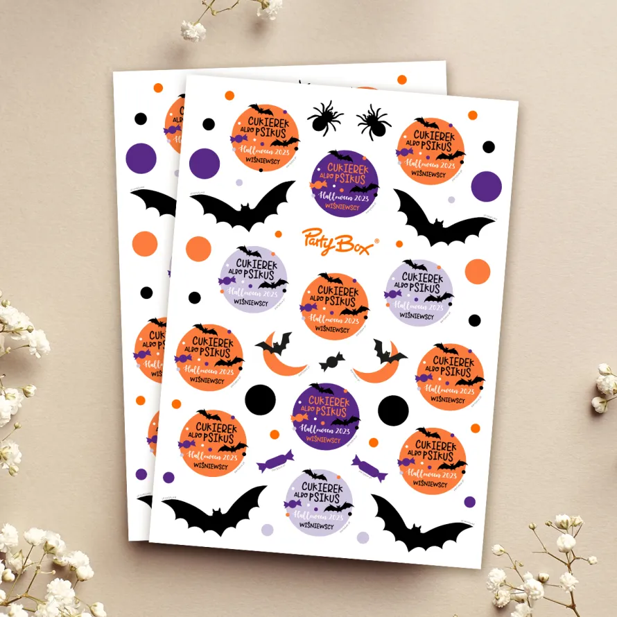 Personalizowane naklejki na halloween CUKIEREK ALBO PSIKUS