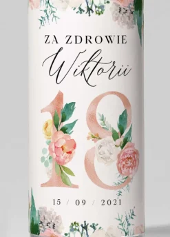 Personalizowane naklejki na wódkę na 18 KWIATY
