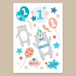 Personalizowane naklejki na roczek MAŁY MIŚ