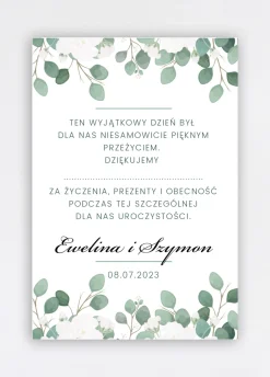 Personalizowane podziękowania ślubne dla gości GAŁĄZKI