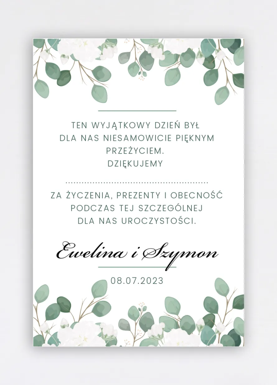 Personalizowane podziękowania ślubne dla gości GAŁĄZKI