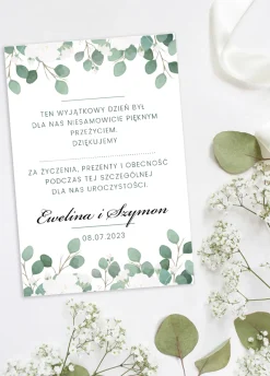 Personalizowane podziękowania ślubne dla gości GAŁĄZKI