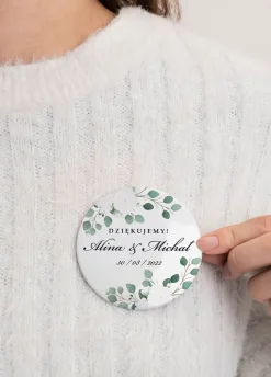 Personalizowane PRZYPINKI ŚLUBNE dla gości 12szt.