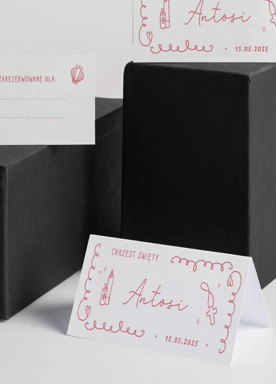 Personalizowane winietki na stół CHRZEST ŚWIĘTY