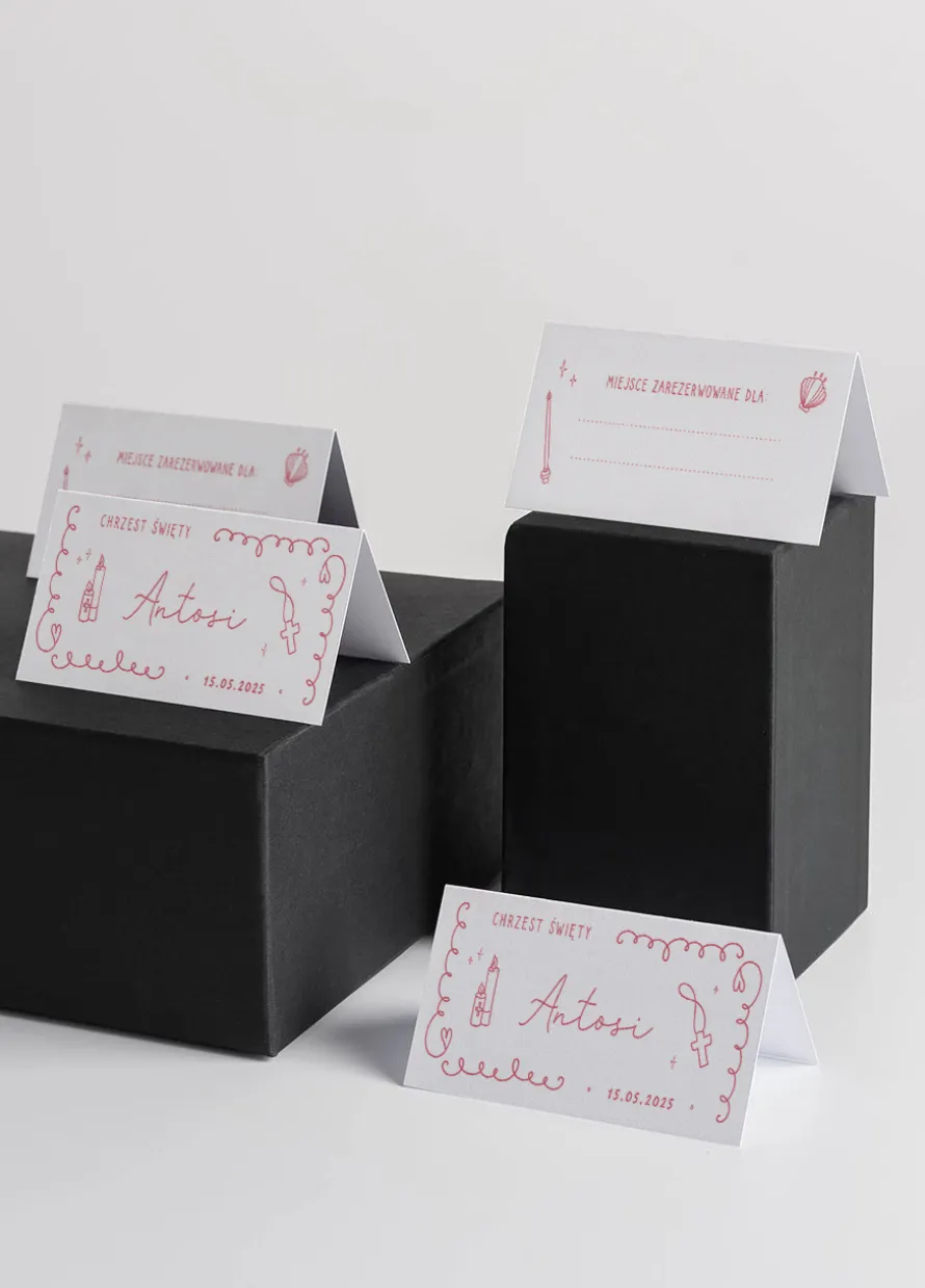 Personalizowane winietki na stół CHRZEST ŚWIĘTY
