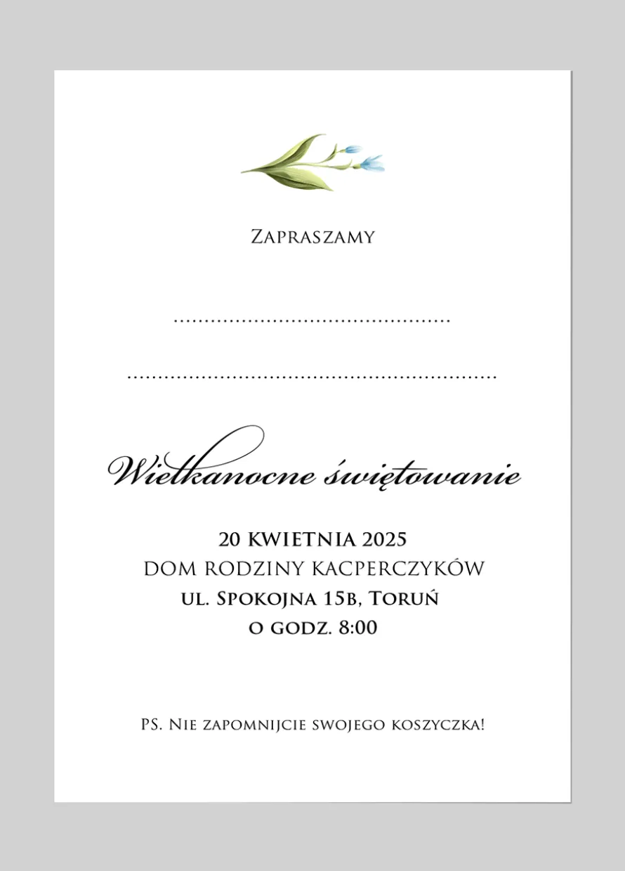 Personalizowane zaproszenia na Wielkanoc KRÓLIK