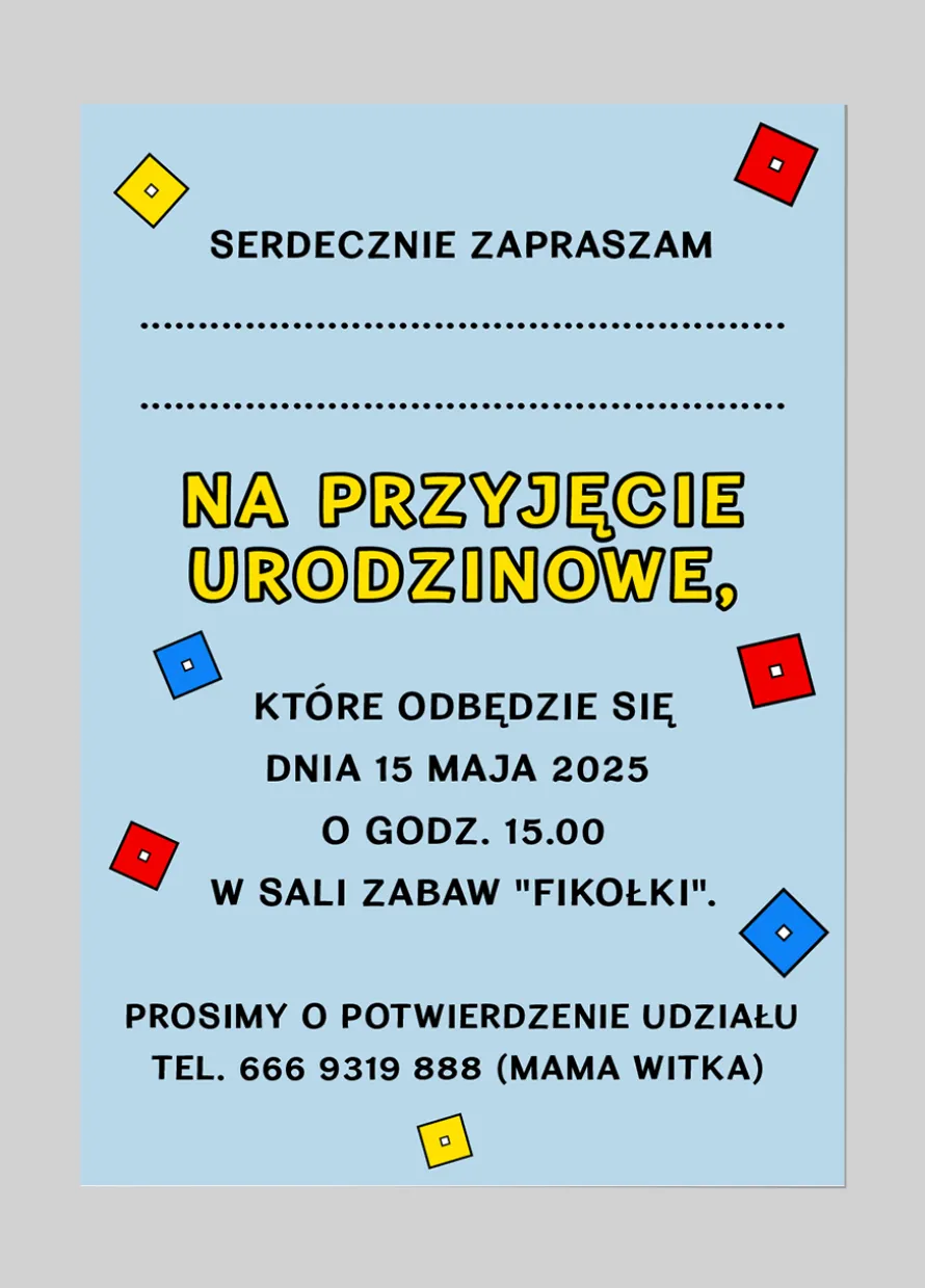 Personalizowane zaproszenia na urodziny chłopca