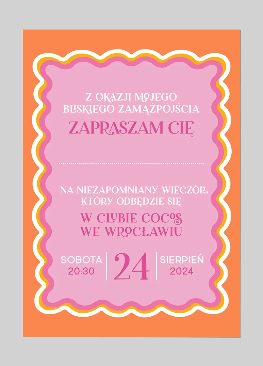 Personalizowane zaproszenia na WIECZÓR PANIEŃSKI