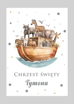 Personalizowane zaproszenia na chrzest ARKA NOEGO