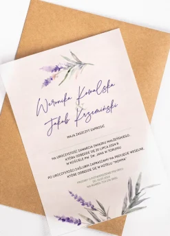 Personalizowane zaproszenia ślubne LAWENDOWE