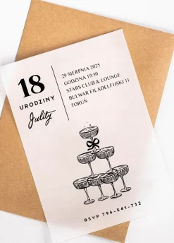 Personalizowane ZAPROSZENIA URODZINOWE z kalką