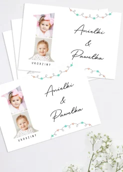 Personalizowane zaproszenie na PIERWSZE URODZINY BLIŹNIAKÓW