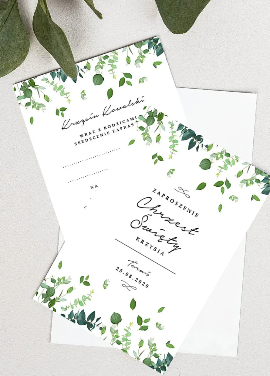 Personalizowane zaproszenia NA CHRZEST boho