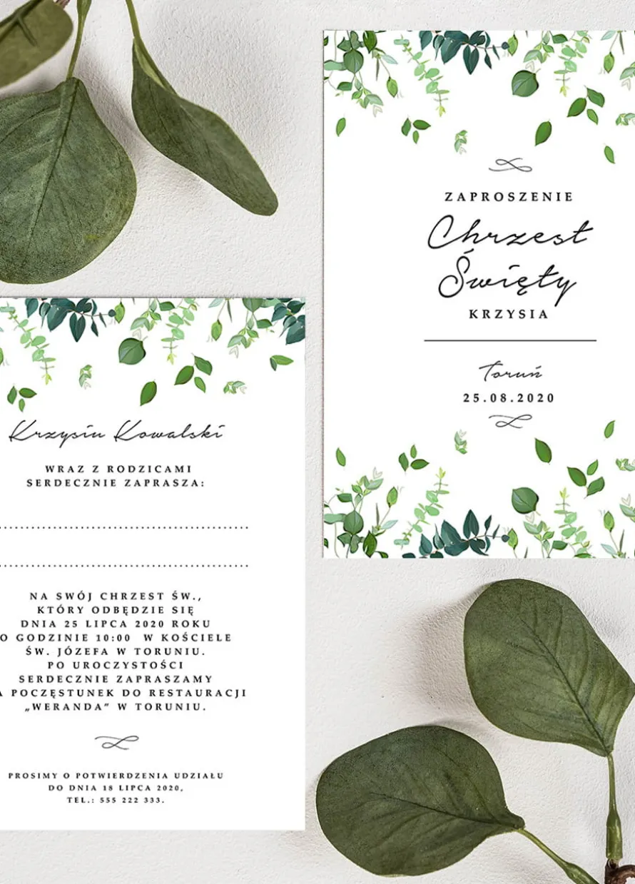 Personalizowane zaproszenia NA CHRZEST boho