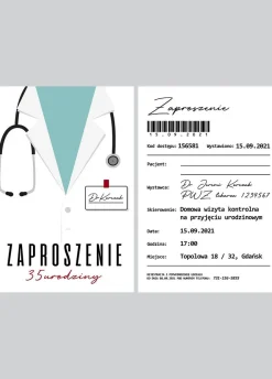 Personalizowane zaproszenie na urodziny LEKARZA