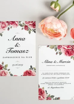 Personalizowane zaproszenia ślubne BUKIET RÓŻ