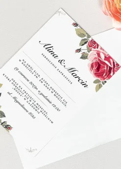 Personalizowane zaproszenia ślubne BUKIET RÓŻ