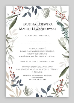 Personalizowane zaproszenia ŚLUBNE ZIMOWE