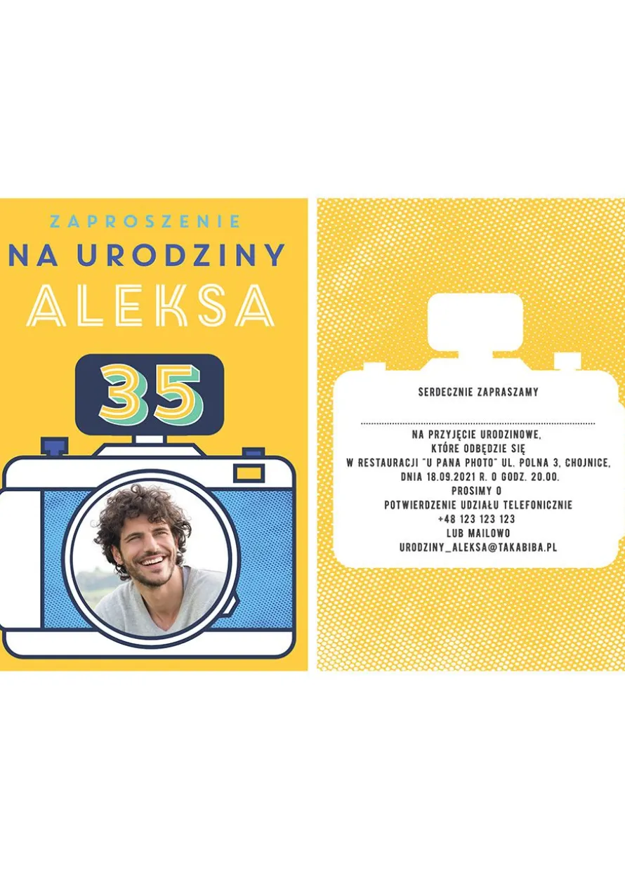 Personalizowane zaproszenia na URODZINY FOTOGRAFA