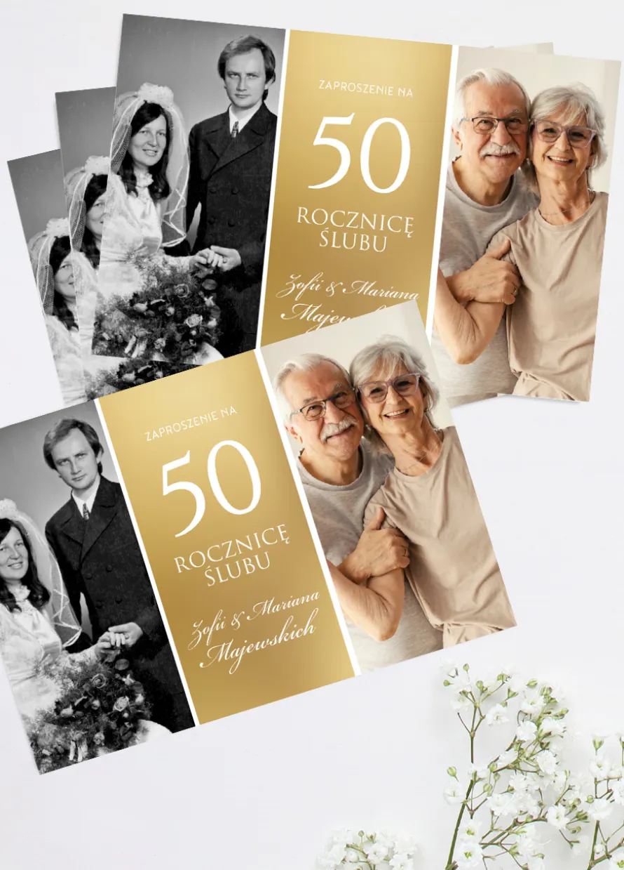 Personalizowane zaproszenia na 50 ROCZNICĘ ŚLUBU ze zdjęciami