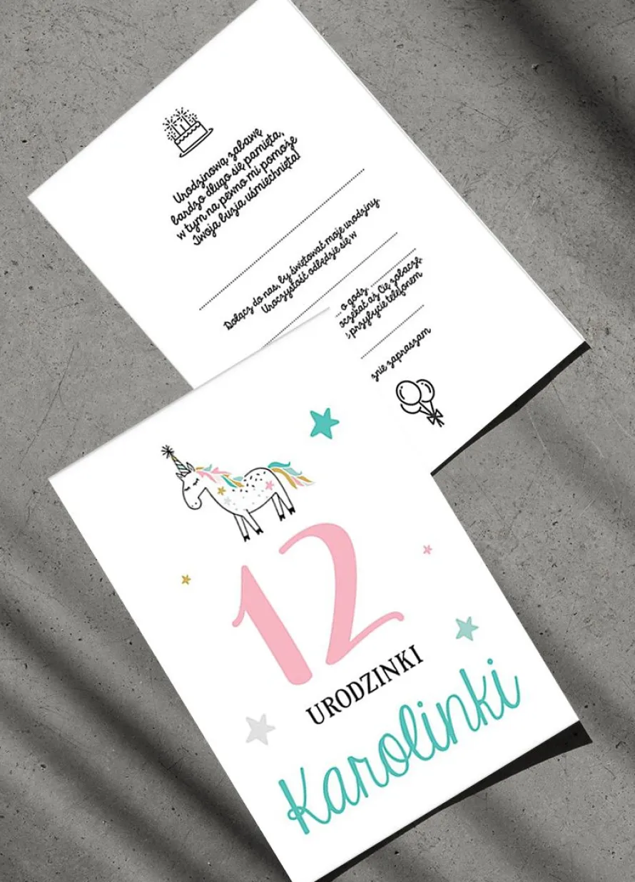 Personalizowane zaproszenia JEDNOROŻEC