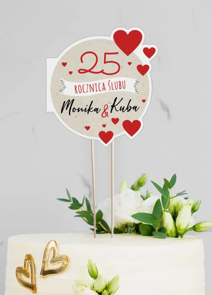 Personalizowany topper na rocznicę ślubu SERCA