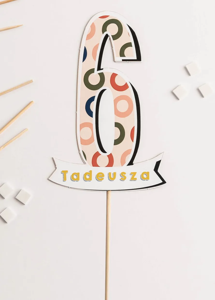 Personalizowany topper na tort urodzinowy 6 URODZINY