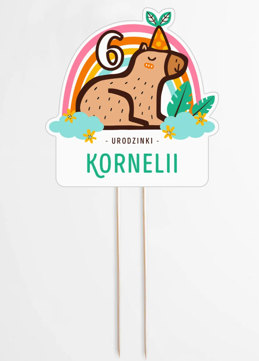 Personalizowany topper na tort KAPIBARA na urodziny dziecka