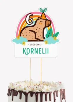 Personalizowany topper na tort KAPIBARA na urodziny dziecka