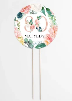 Personalizowany topper 80 urodziny KWIATY