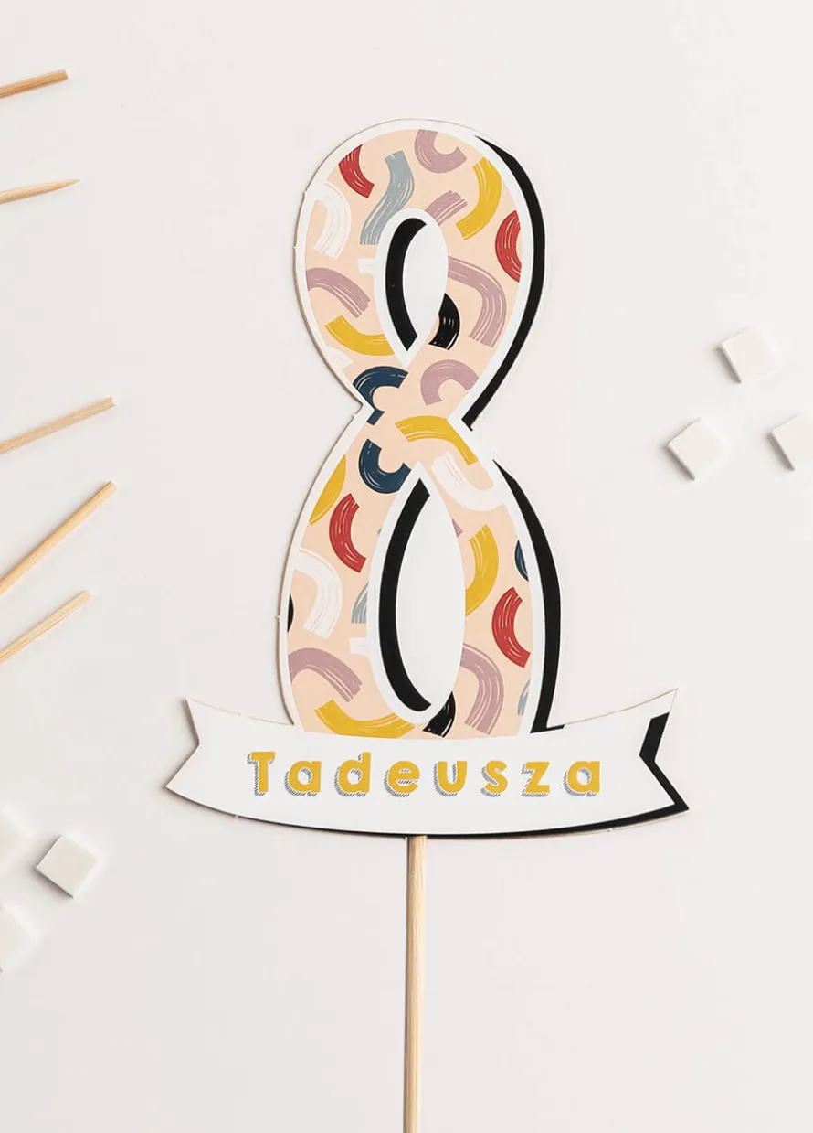 Personalizowany topper urodzinowy Z CYFRĄ 8