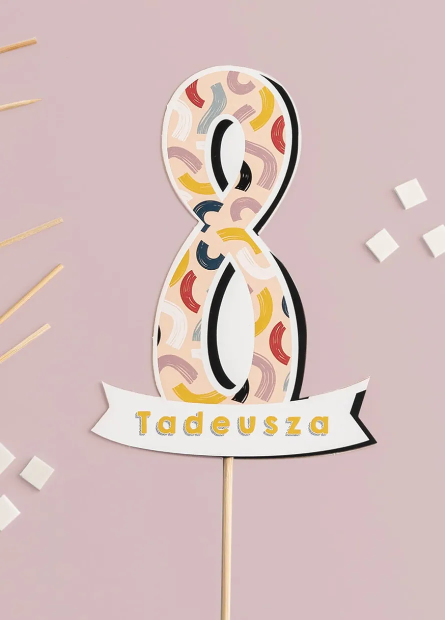 Personalizowany topper urodzinowy Z CYFRĄ 8