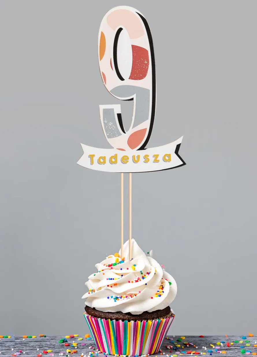 Personalizowany topper urodzinowy CYFRA 9