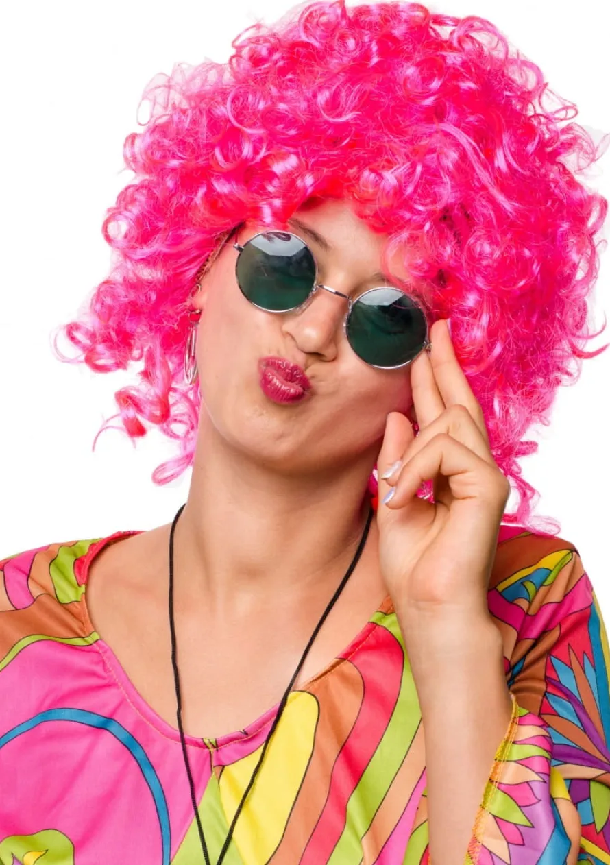 Peruka AFRO ciemnoróżowa