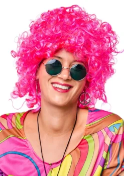 Peruka AFRO ciemnoróżowa