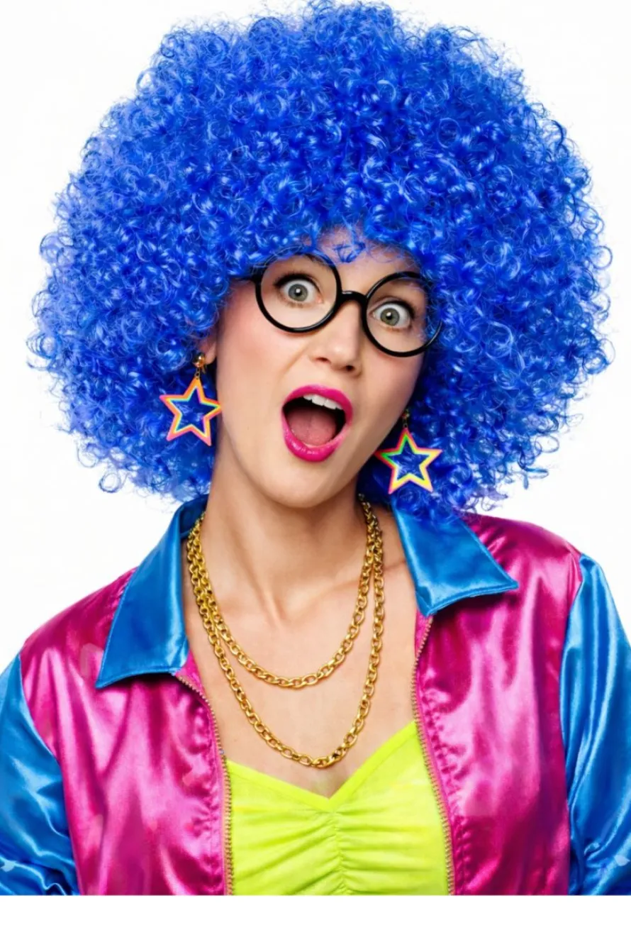 Peruka AFRO niebieska