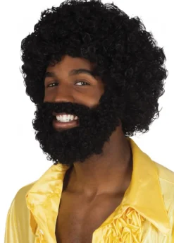 Peruka AFRO z wąsami i brodą RUFUS