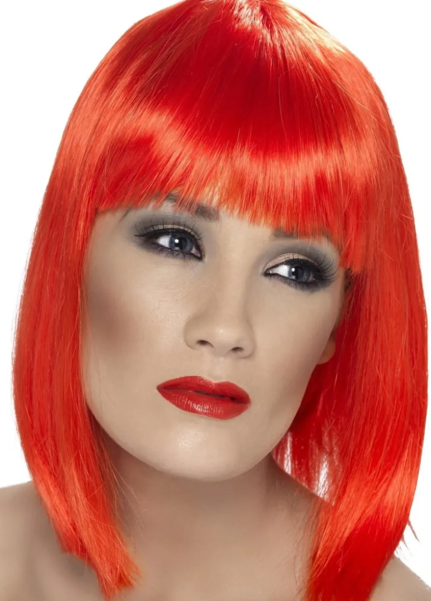 Peruka czerwona GLAM z grzywką