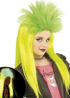 Peruka dziecięca neon PUNK seledynowa