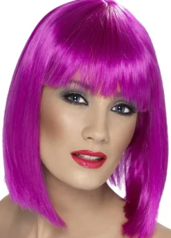 Peruka fioletowa GLAM z grzywką