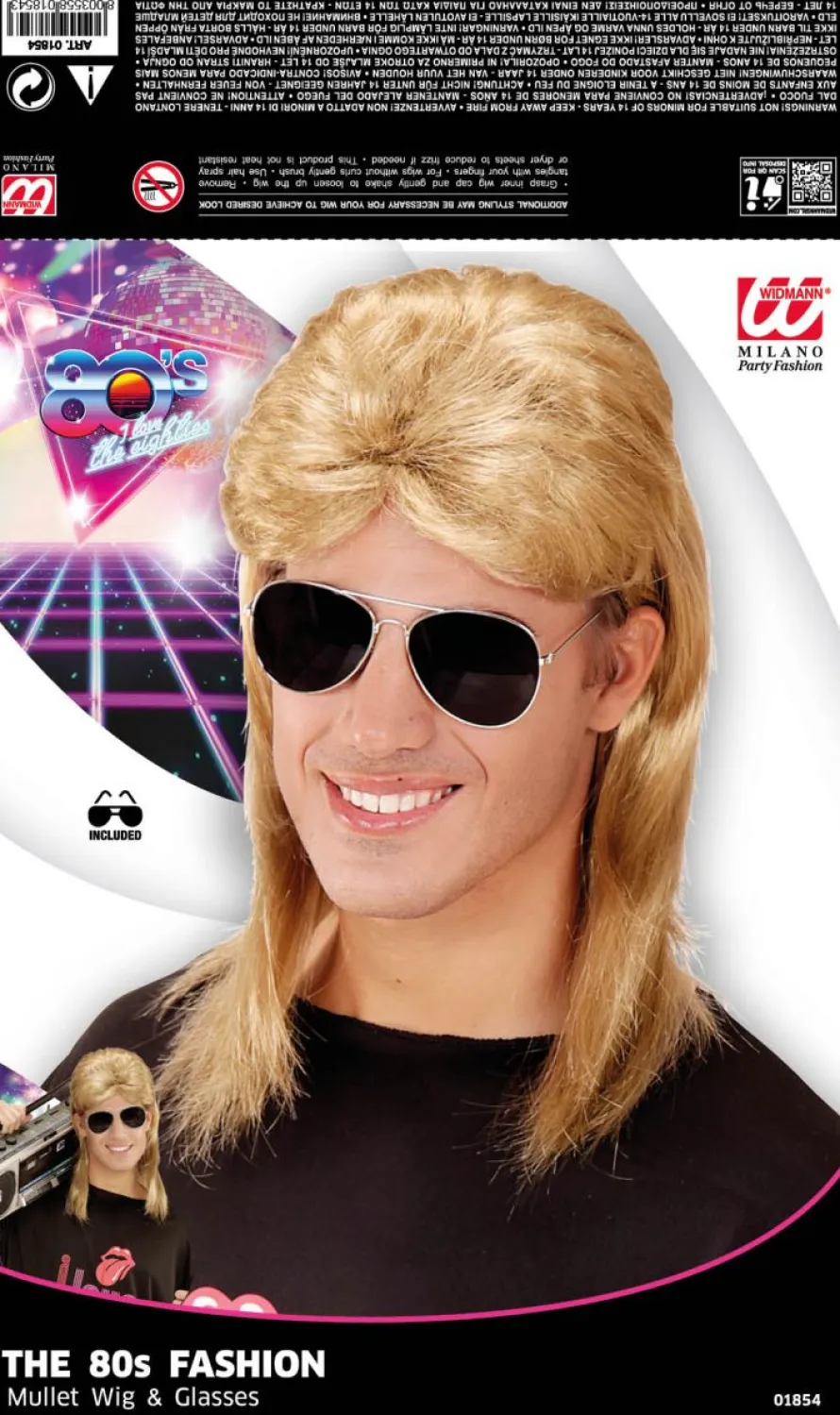 Peruka męska lata 80 MULLET fryzura blond