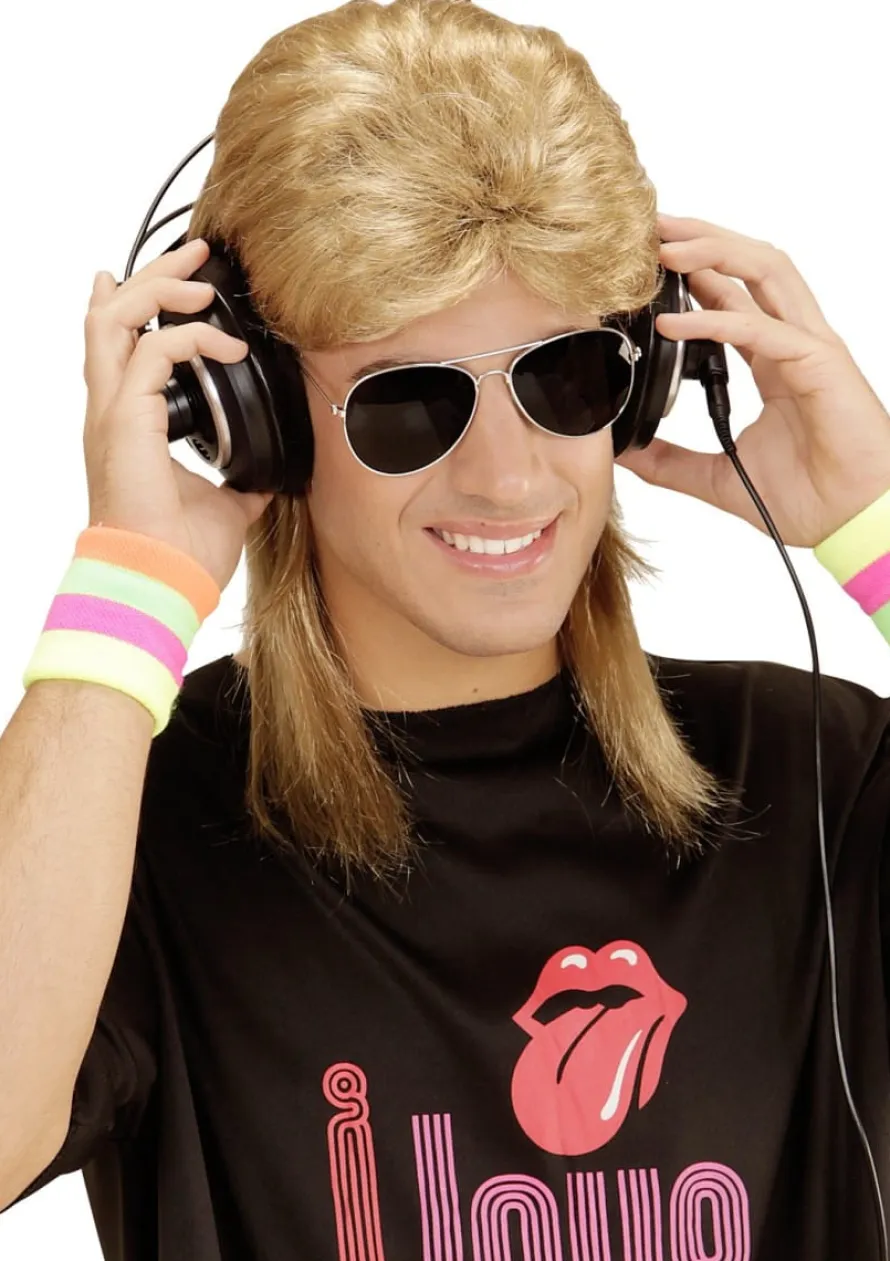 Peruka męska lata 80 MULLET fryzura blond