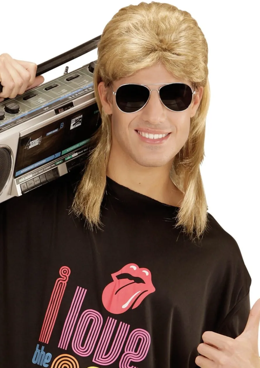 Peruka męska lata 80 MULLET fryzura blond