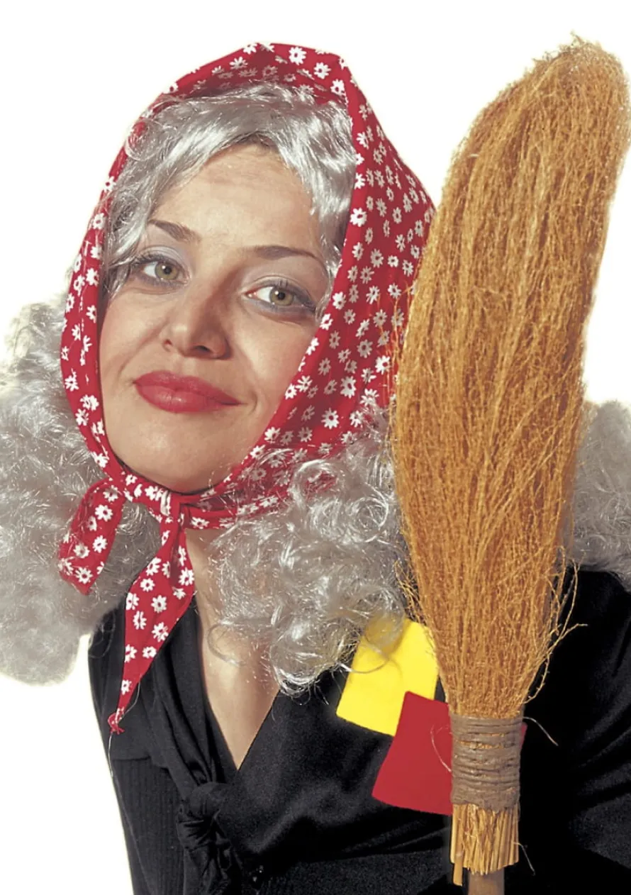 Peruka siwa z chustą BABA JAGA