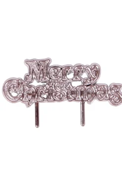 Piker do wypieków MERRY CHRISTMAS dekoracja ciasta srebrna