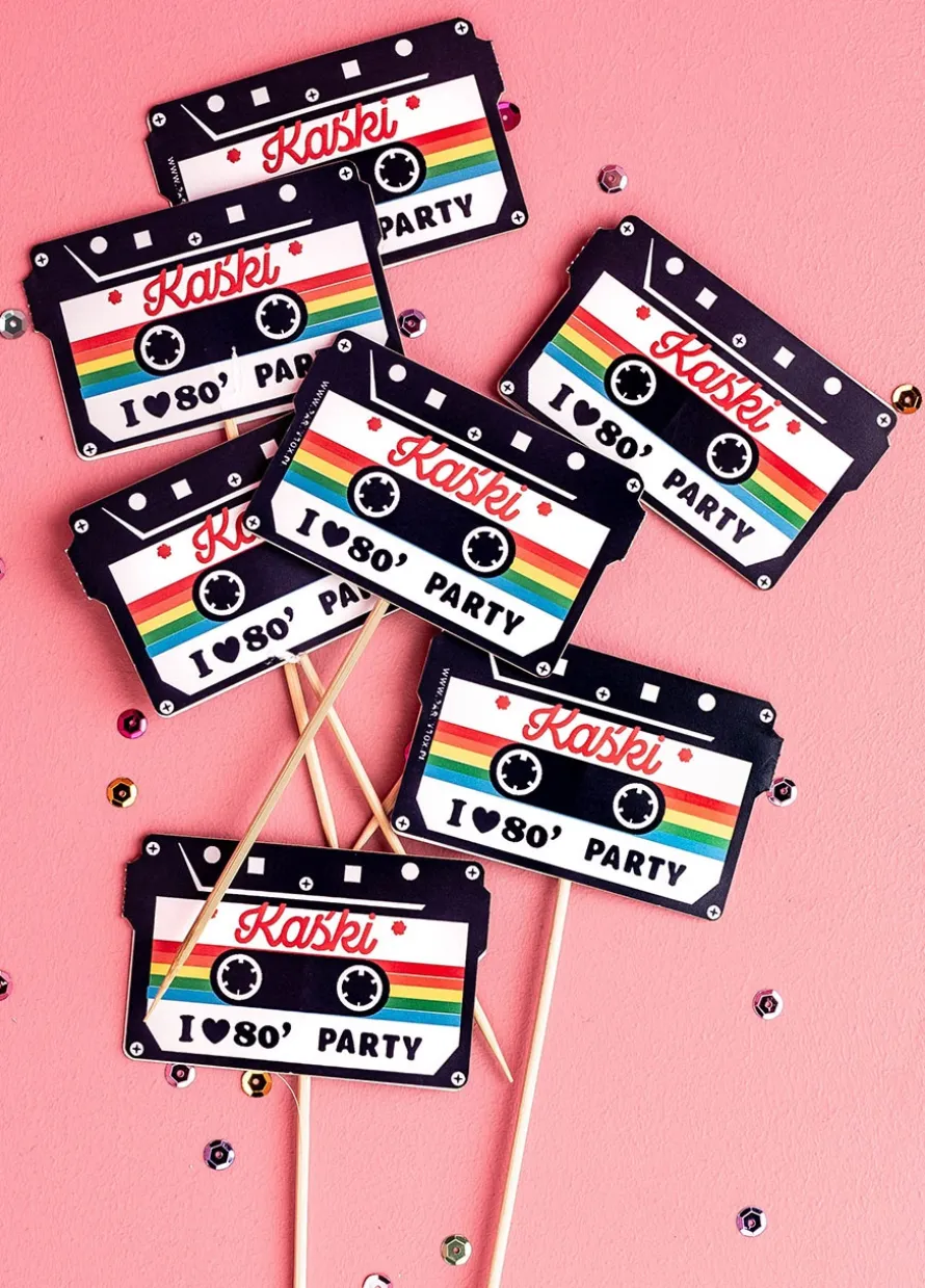 Pikery na babeczki I LOVE 80`s ozdoby lata 80 (10szt.)