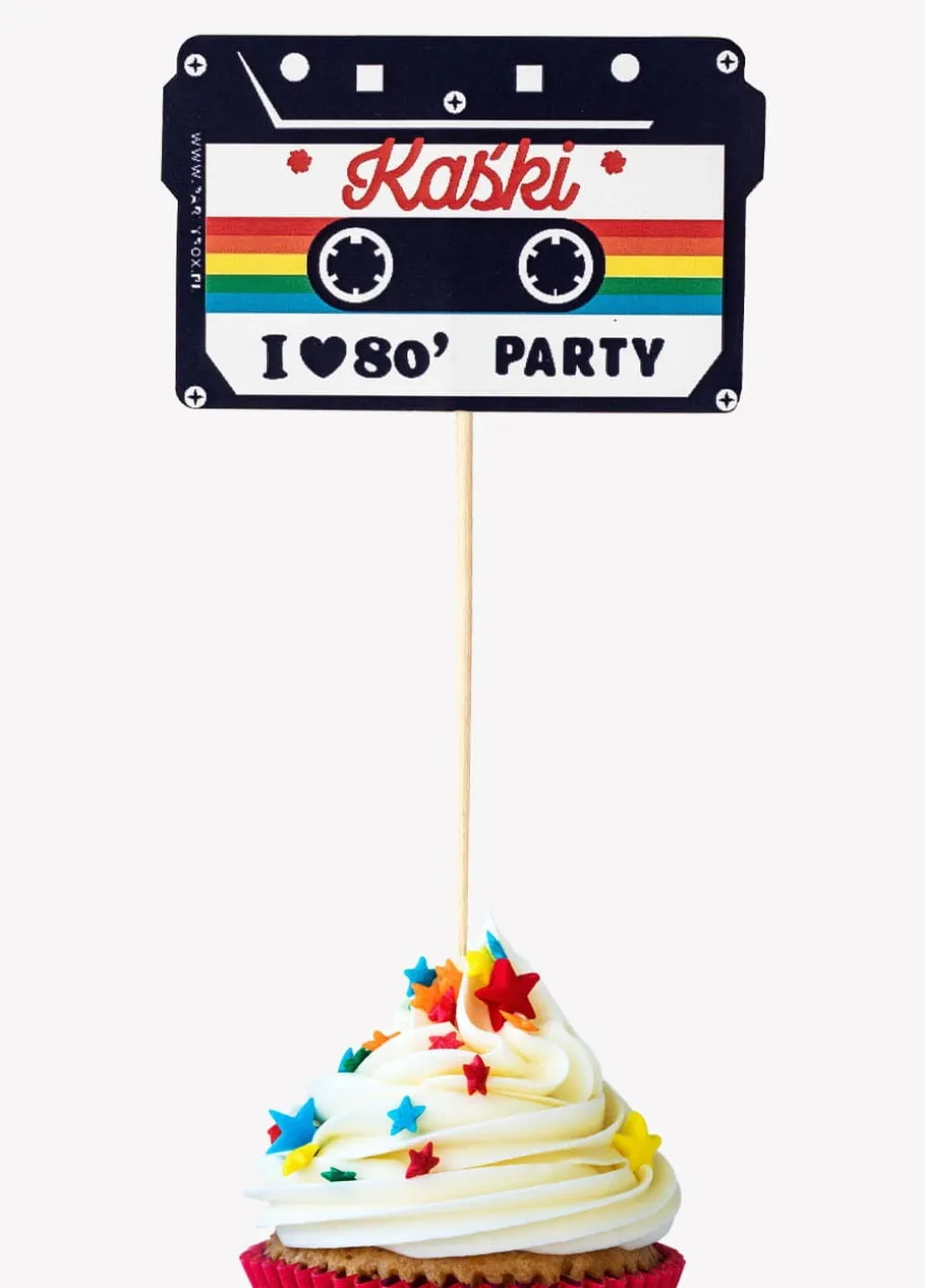 Pikery na babeczki I LOVE 80`s ozdoby lata 80 (10szt.)
